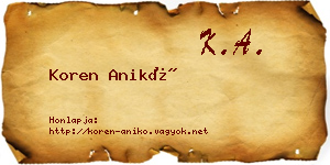Koren Anikó névjegykártya